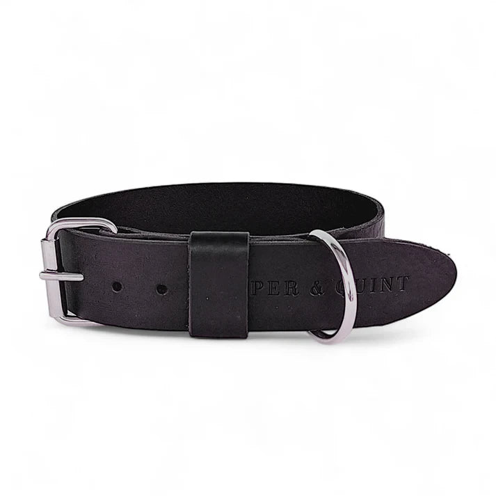 The Bold Wide Leather Collar – Midnight Black | 3cm & 4cm Premium Italian Leather