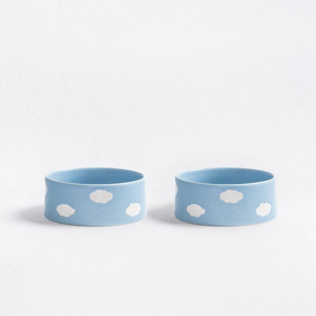Cloud Handcrafted Stoneware Pet Bowl Set of 2 – Sky Blue