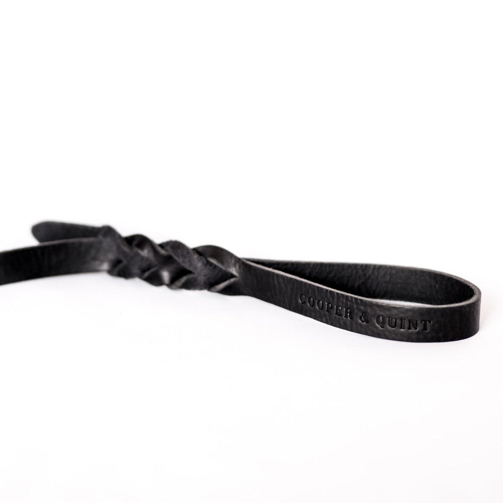 Twisted Braided Leather Dog Leash – Midnight Black | Handcrafted Artisanal Lead