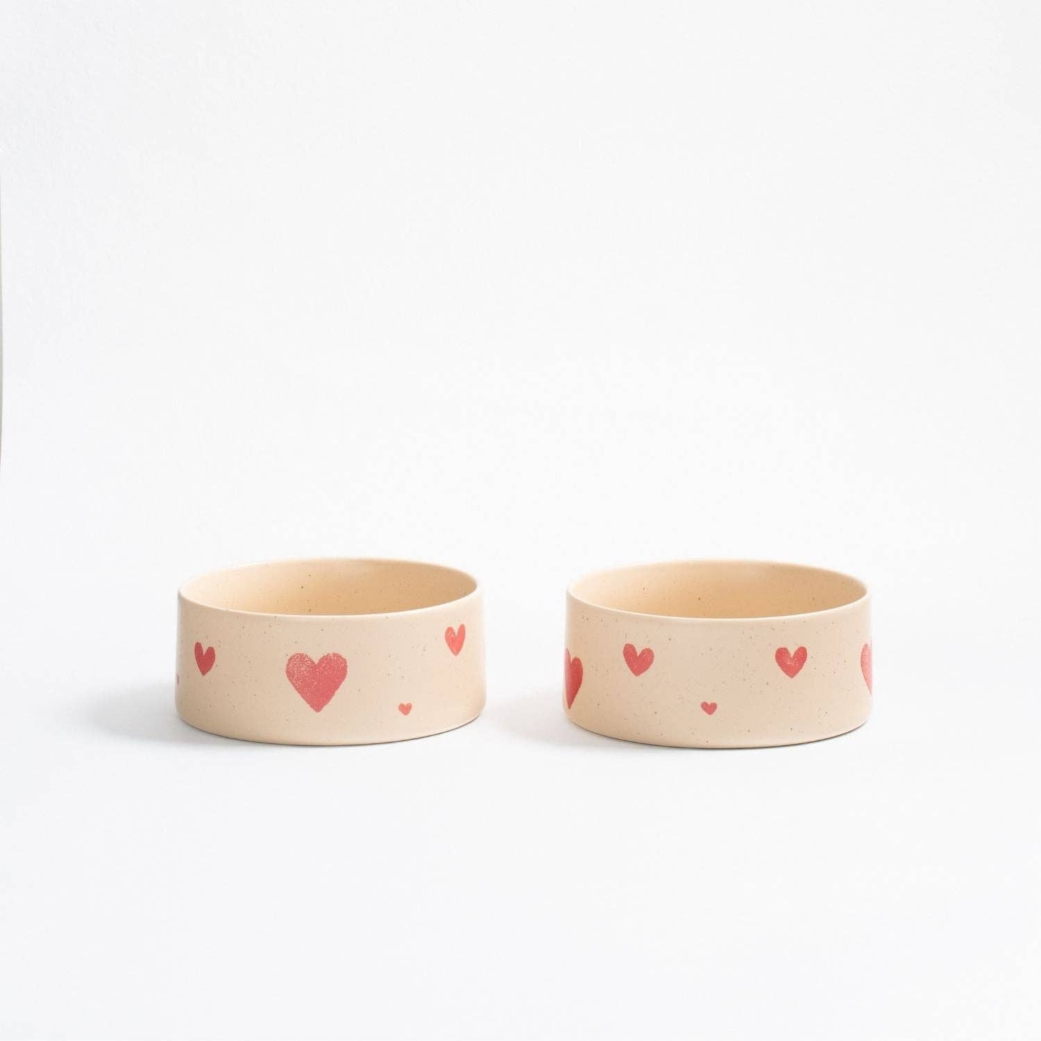 Cozy Hearts Handcrafted Stoneware Pet Bowl Set (Pack of 2)