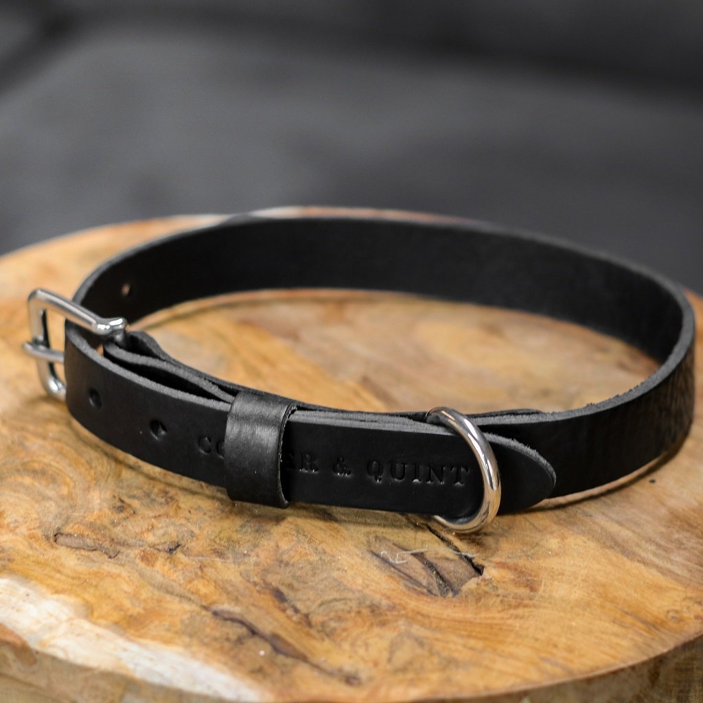 No Fuss Leather Dog Collar – Midnight Black | Minimalist Italian Leather