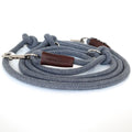 Extra-long 2.5 meter adjustable gray cotton rope leash for dogs.