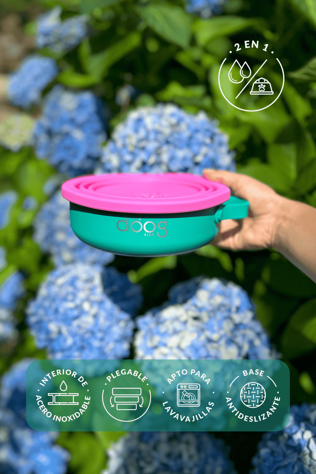 Smiley Bark collapsible dog travel bowl for food and water