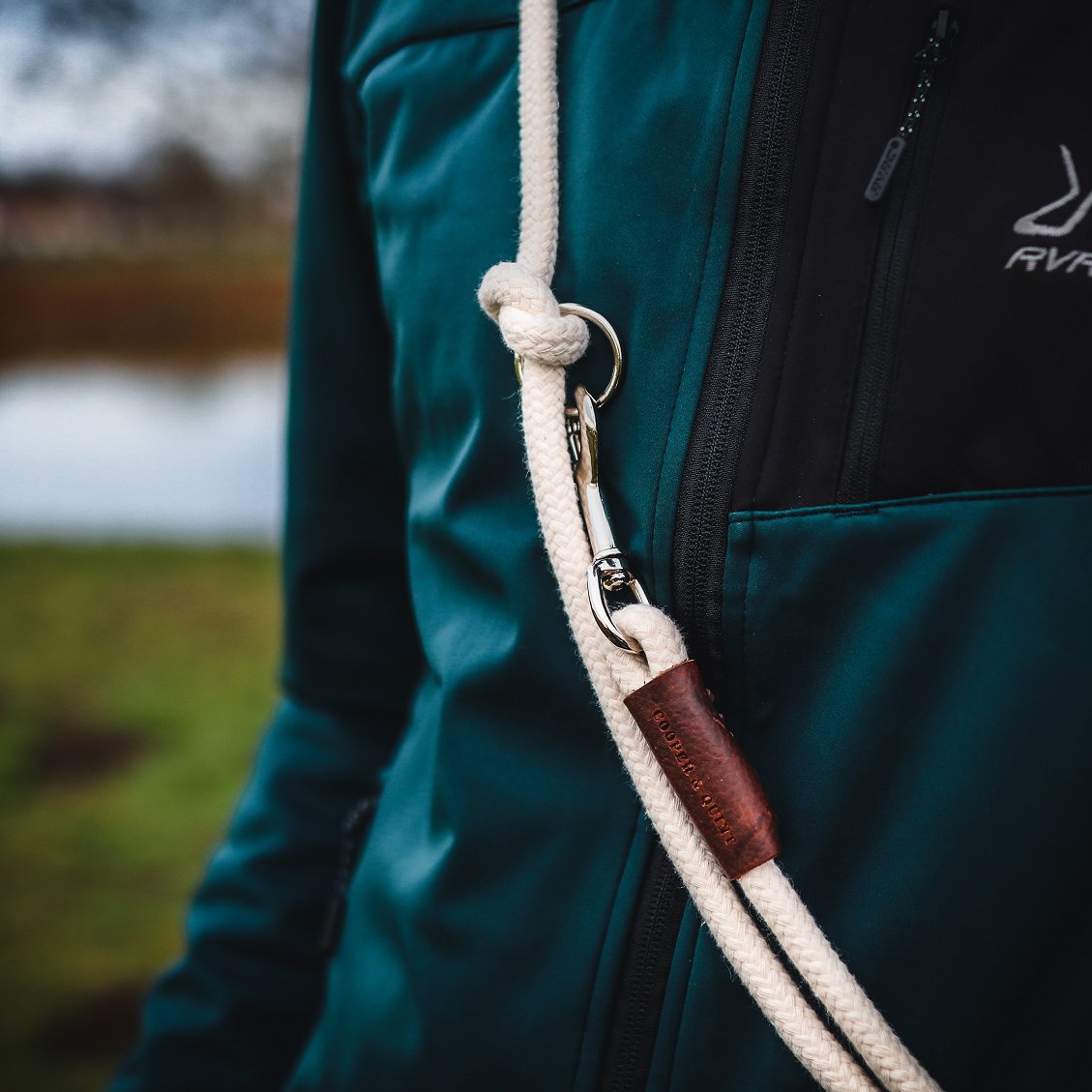 Just Cotton 3-in-1 Adjustable Rope Leash – Natural Ecru | 100% Organic & Hands-Free