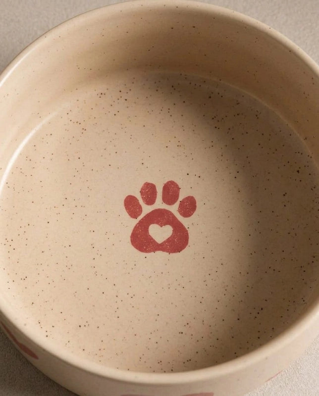 Cozy Hearts Handcrafted Stoneware Pet Bowl Set (Pack of 2)