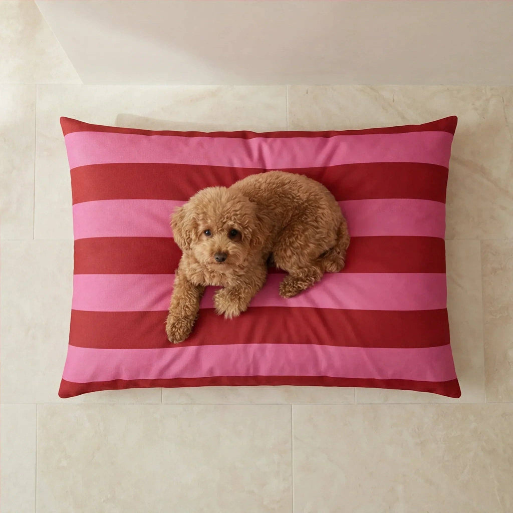 Summer Stripes stain-resistant dog bed, available in L and XL