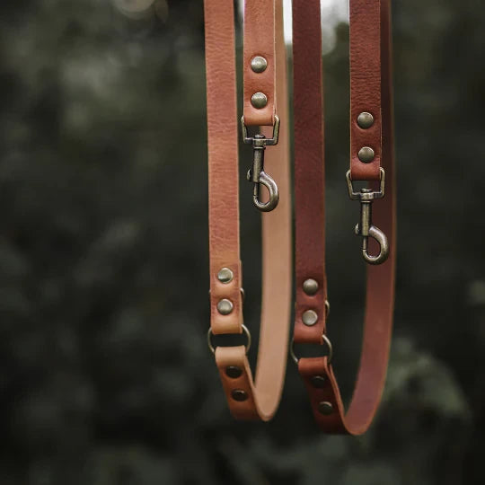 The Switch 3-in-1 Adjustable Leather Leash – Camel / Cognac