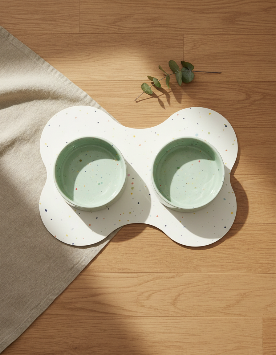 Smiley Bark Sage Green bowl set with placemat