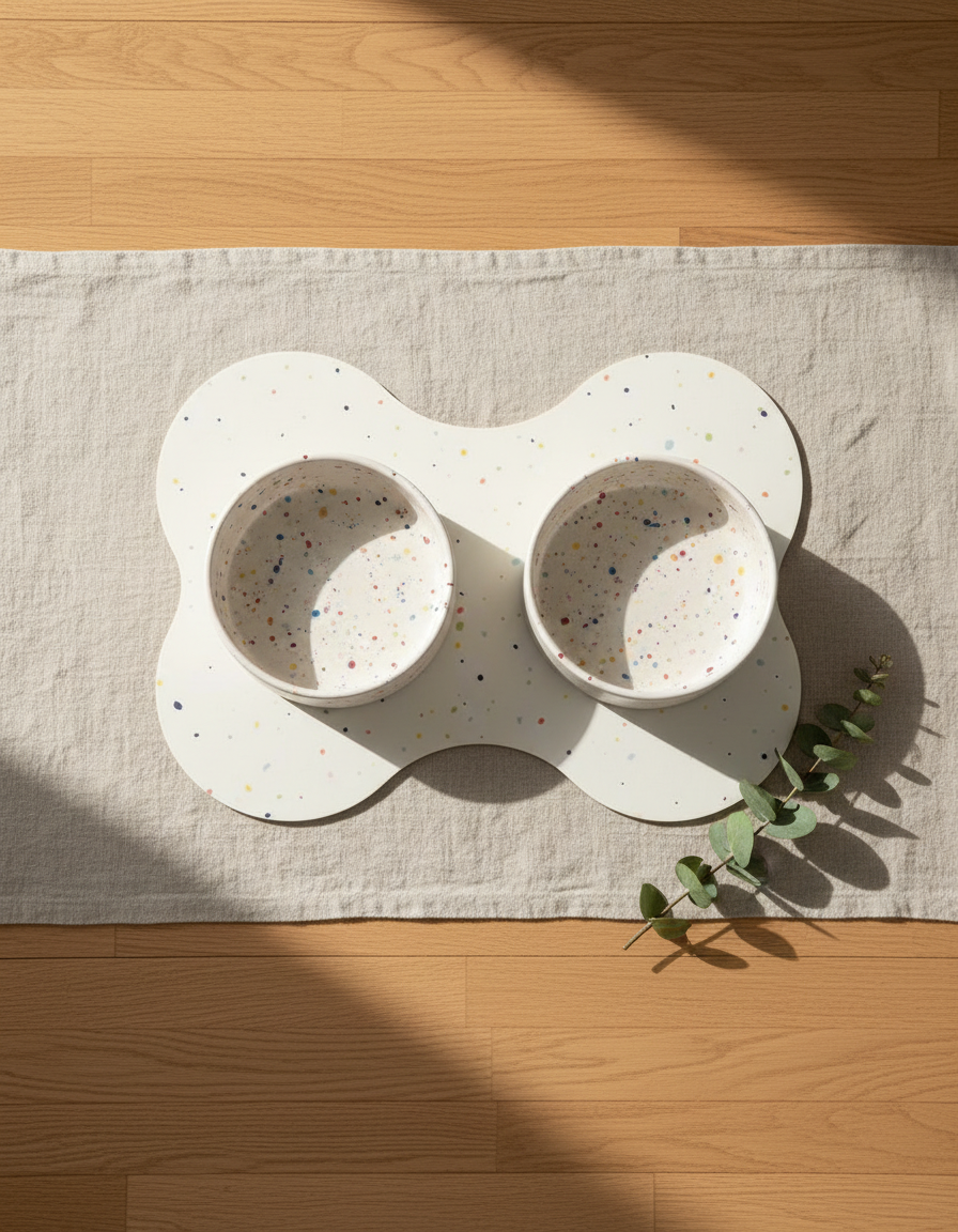 Smiley Bark Pure White bowl set with placemat