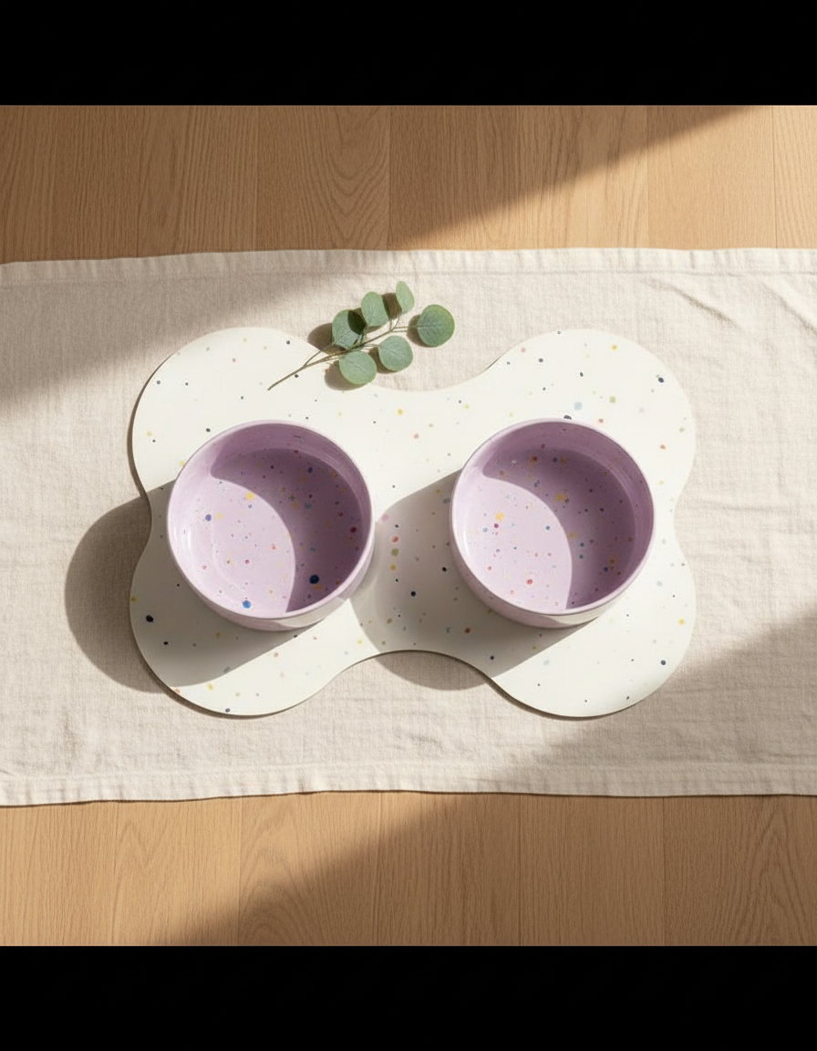 Smiley Bark Dreamy Lilac bowl set with placemat