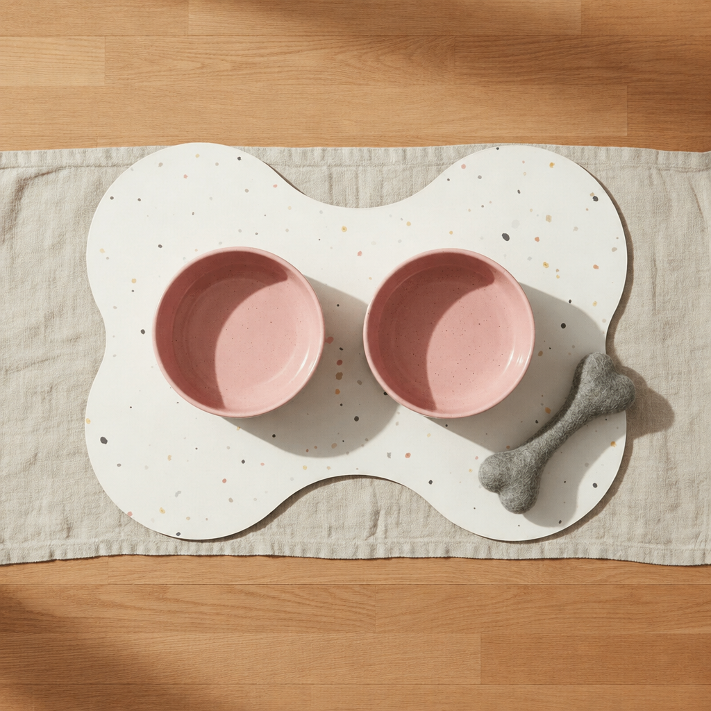 Large starter set, Cloud Satin Pink bowls, grey wool bone