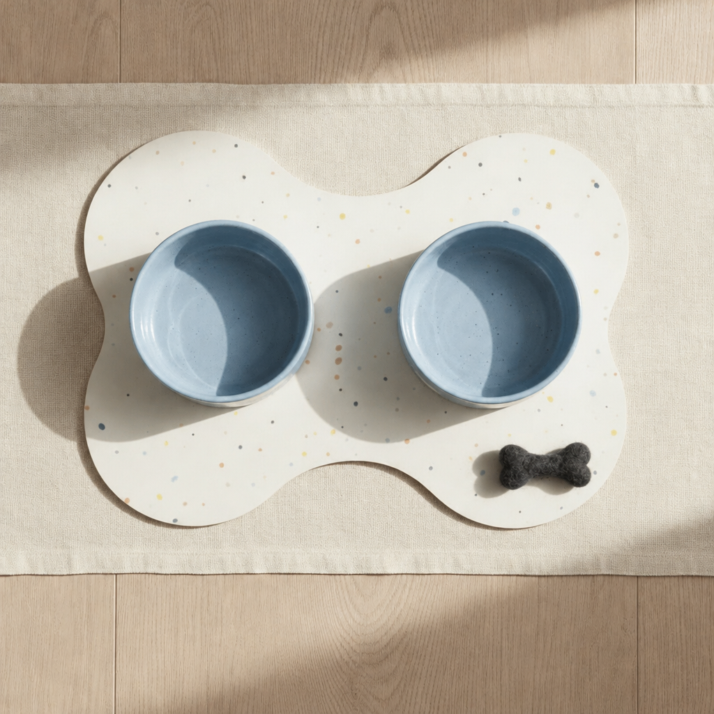 Small starter set, Cloud Sky Blue bowls, black wool bone