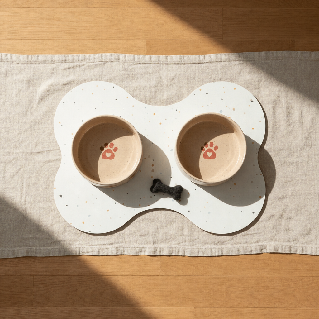 Small starter set, Cozy Hearts bowls, black wool bone