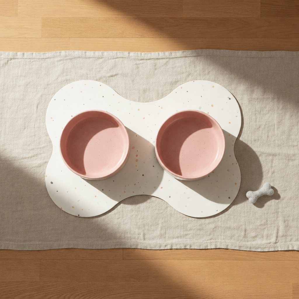 Small starter set, Cloud Satin Pink bowls, light grey wool bone