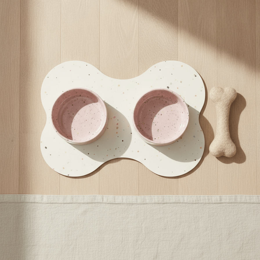 Candy Pink Splatter bakken van 16,5 cm met placemat en wollen bot van 20 cm