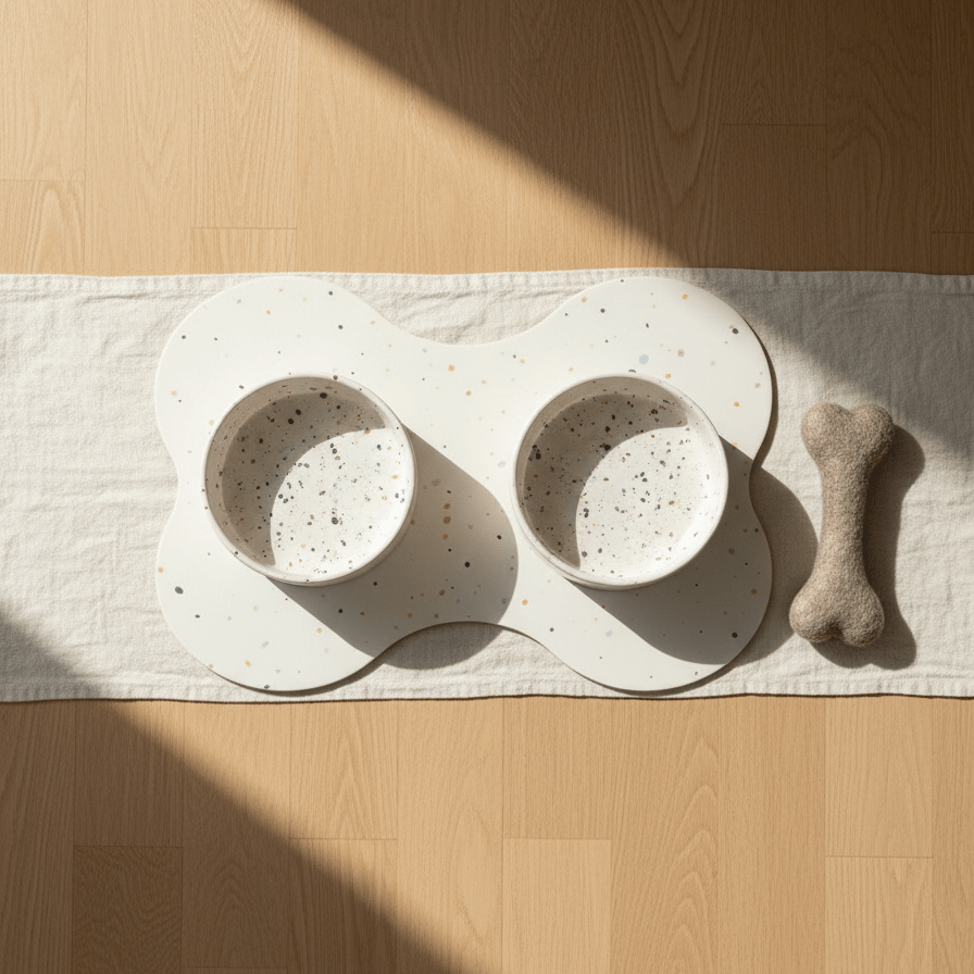 Pure White Splatter bakken van 16,5 cm met placemat en wollen bot van 20 cm