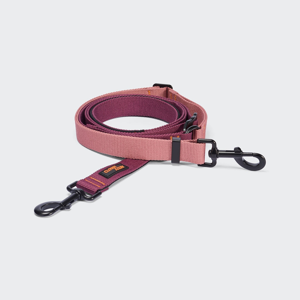 Restless Hands Free Dog Lead – Aubergine and Soft Rose - Smiley Bark