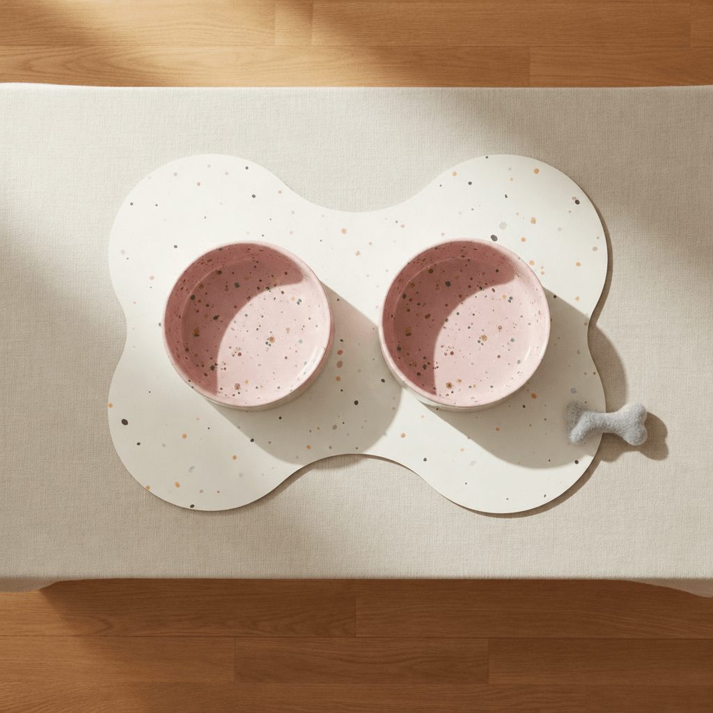 Small Dog Starter Set – Bowls, Placemat and Wool Bone - Smiley Bark