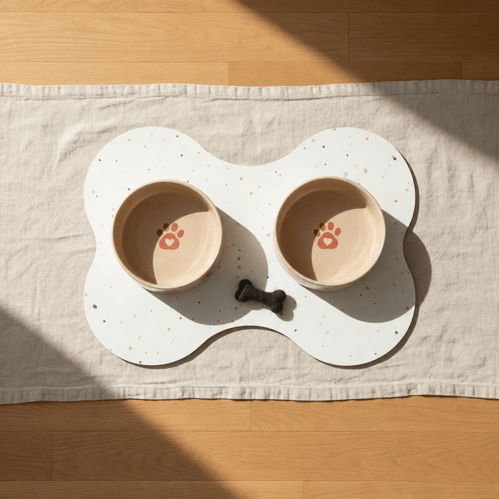 Small Dog Starter Set – Bowls, Placemat and Wool Bone - Smiley Bark