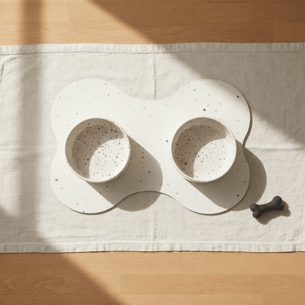 Small Dog Starter Set – Bowls, Placemat and Wool Bone - Smiley Bark