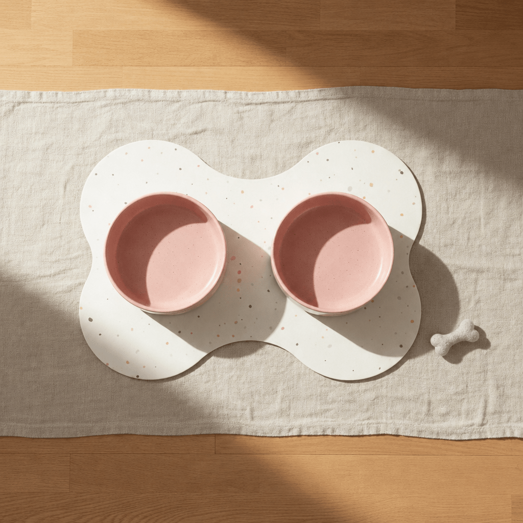 Small Dog Starter Set – Bowls, Placemat and Wool Bone - Smiley Bark