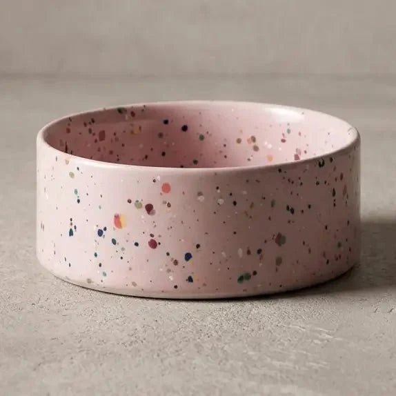 Splatter Ceramic Dog & Cat Bowls – Set of 2 - Smiley Bark