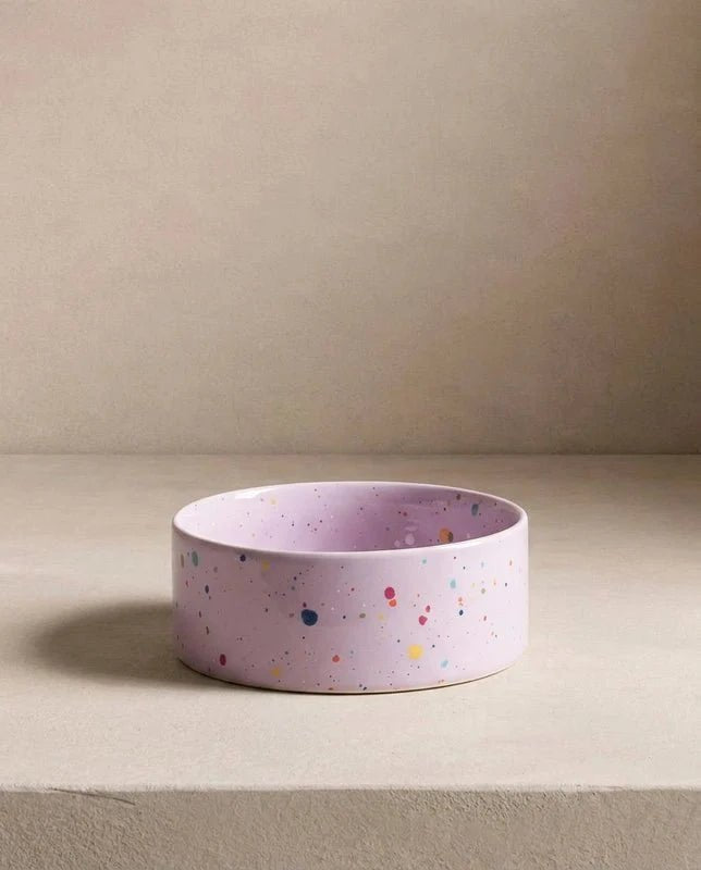Splatter Ceramic Dog & Cat Bowls – Set of 2 - Smiley Bark