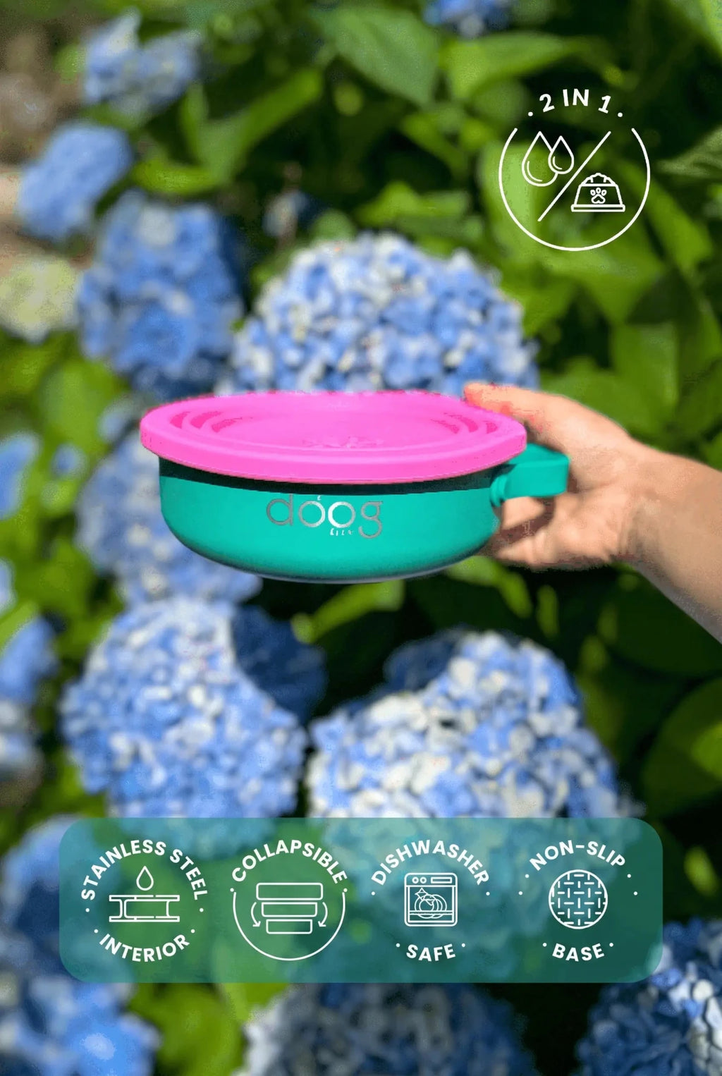 The Collapsible Travel Bowl — 2-in-1 Food & Water - Smiley Bark