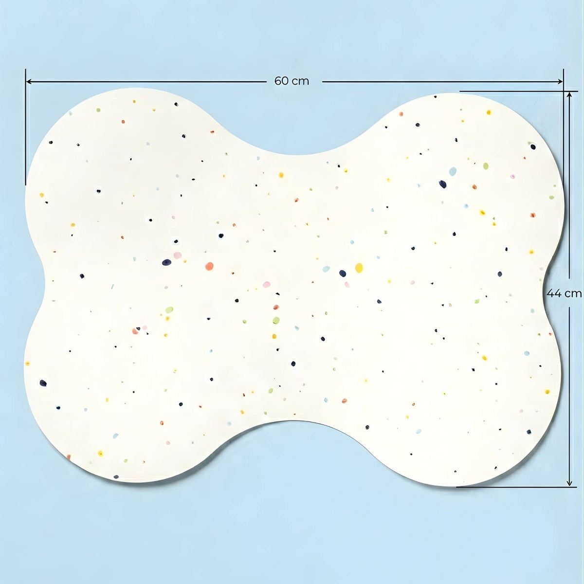 Splatter Bone placemat met de afmetingen aangegeven